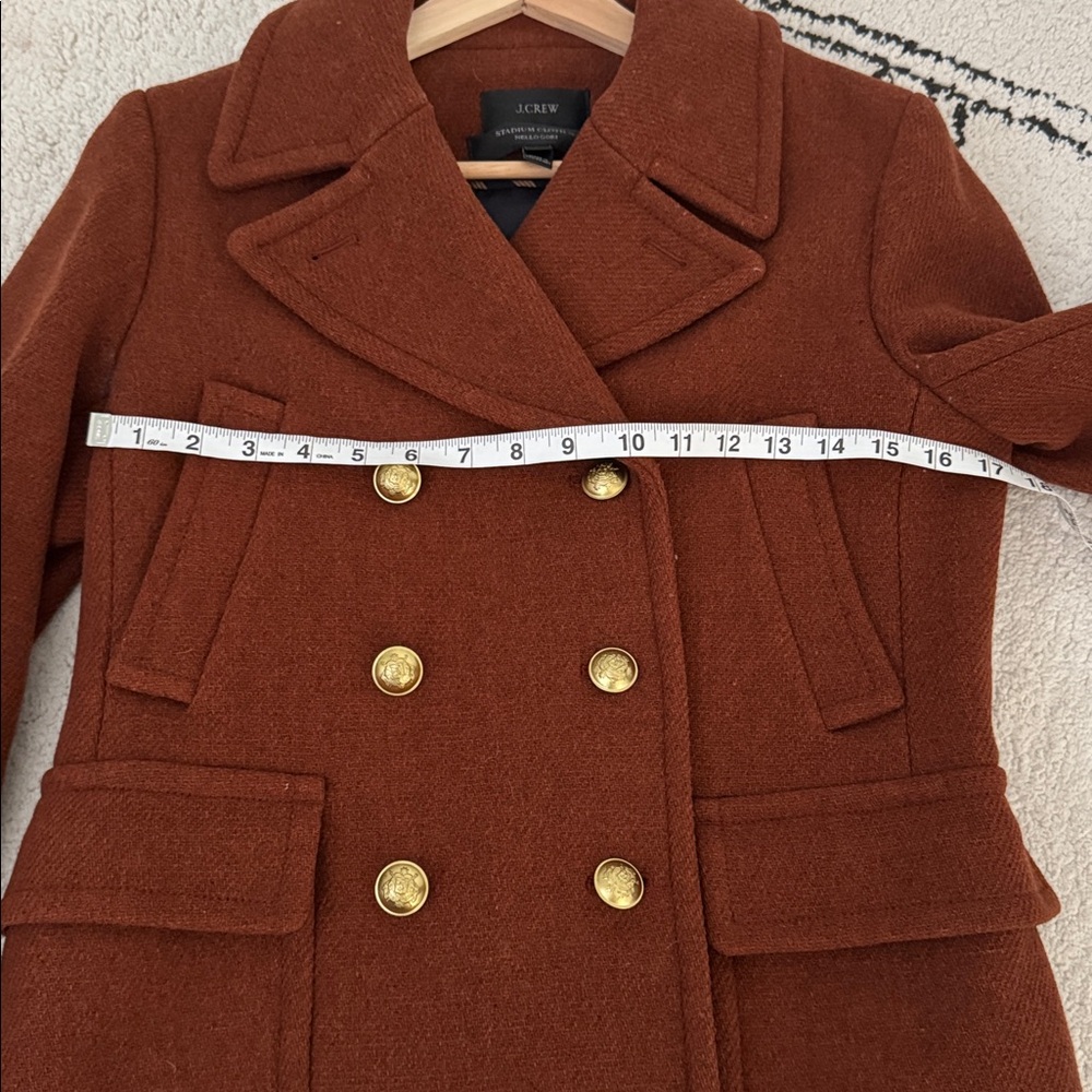 J. Crew Women's Red Brown Double-Breasted Coat - Picture 5 of 10
